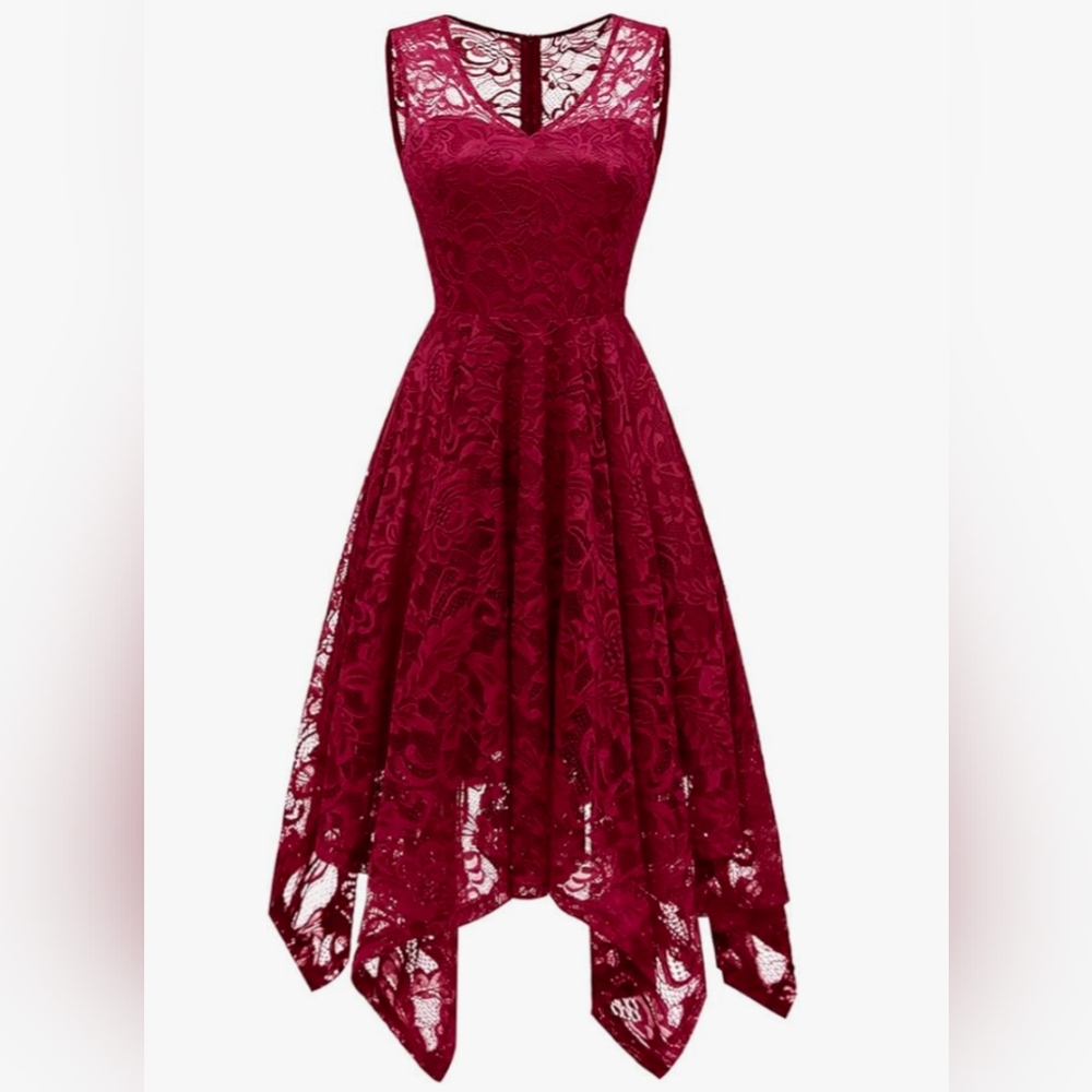 Red One Shoulder Sleeveless Cocktail Sundress